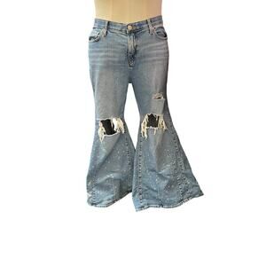 Festi Size 16R Blue Denim Jeans Stretch Mid Rise Flare Leg Casual EUC